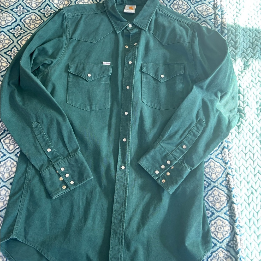 Carhartt Forest Green Casual Button Down Shirt